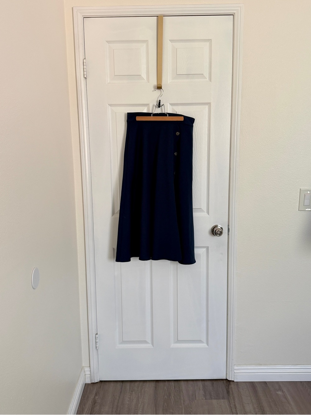 Classic Navy A-Line Midi Skirt